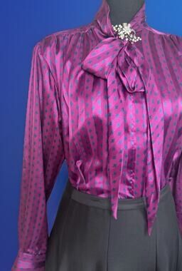 Vintage Evan - Picone Large Bow Blouse | Magenta | Power Blouse | Shoulder Pads